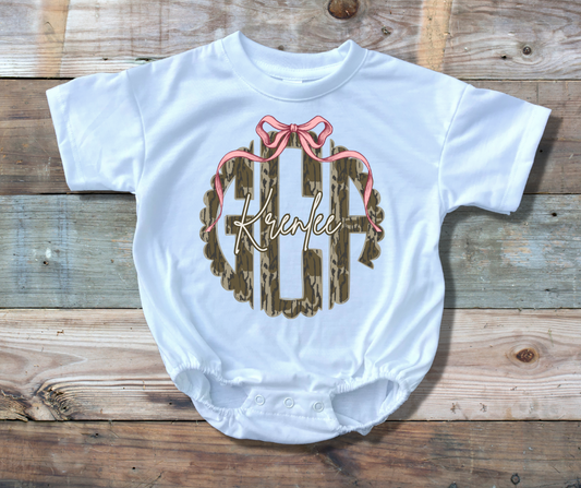 Camo Monogram with Pink Bow